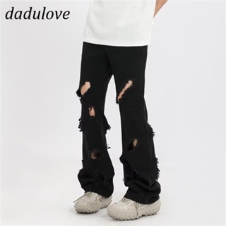 DaDulove💕 New American Ins High Street Ripped Jeans Womens Niche High Waist Straight Pants Large Size Trousers