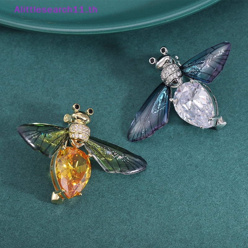 alittlesearch11-เข็มกลัดคริสตัล-รูปปีกผึ้ง-แมลง-ประดับพลอยเทียม-หลากสี-แฟชั่น-สําหรับผู้หญิง-ใส่ในงานเลี้ยง-และเสื้อกันหนาว