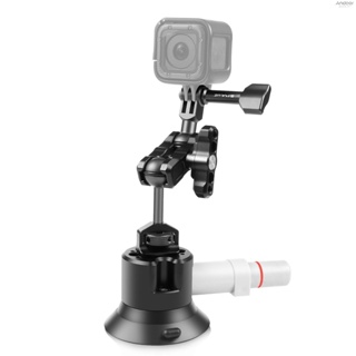 PULUZ PU845B Suction Cup Mount for Action Camera Suction Camera Mount Bracket Dual 360° Rotatable Ballheads Replacement for   11/10/9/8, Osmo Action 3/2