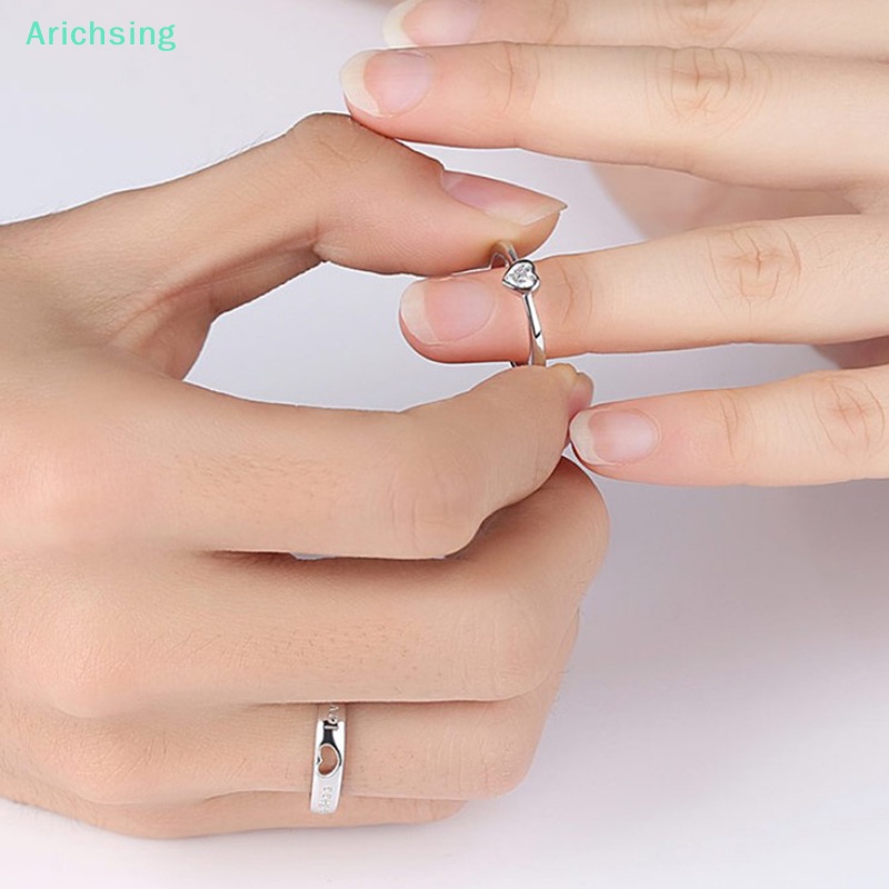 lt-arichsing-gt-แหวนสวมนิ้ว-รูปหัวใจ-ประดับเพชร-ปรับได้-เรียบง่าย-สําหรับคู่รัก-ของขวัญวันวาเลน