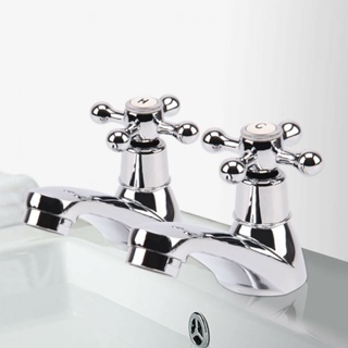 Water Tap Stainless Steel 2PCS Alloy Cold Cross Head Lever Electroplated