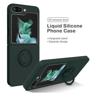 เคสโทรศัพท์มือถือซิลิโคน ป้องกันเลนส์ พร้อมแหวนแม่เหล็ก สําหรับ Samsung Z Flip 5 Z Flip 5