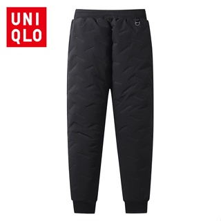 Uni...qlo [L-7XL] กางเกงขายาวลําลอง ผ้าฝ้าย ผ้าขนแกะ กันน้ํา ให้ความอบอุ่น พลัสไซซ์ สําหรับผู้ชาย