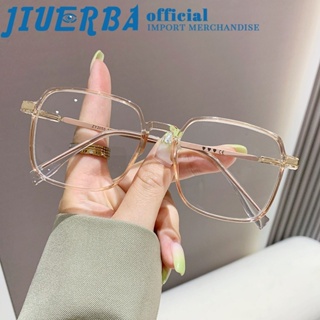 JIUERBA แว่นตาสายตาสั้น ทรงสี่เหลี่ยม แฟชั่นสําหรับผู้ชาย และผู้หญิง (0° ถึง -500°) แว่นตา TR90 ป้องกันแสงสีฟ้า สไตล์คลาสสิก