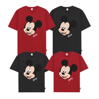 Disney Mickey Mouse family Flock Print T-Shirt  - เสื้อยืดมิกกี้เมาส์ครอบครัว พิมพ์กำมะหยี่ สินค้าลิขสิทธ์แท้100% charac