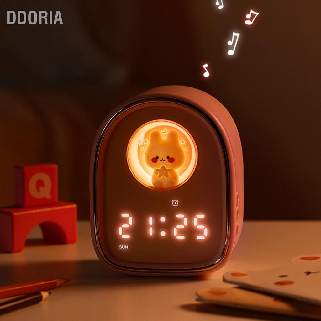 ddoria-นาฬิกาปลุกอัจฉริยะกระต่ายน่ารักหน้าตาแคปซูล-led-นาฬิกาปลุกไฟกลางคืนเด็กนาฬิกาตั้งโต๊ะขนาดเล็ก