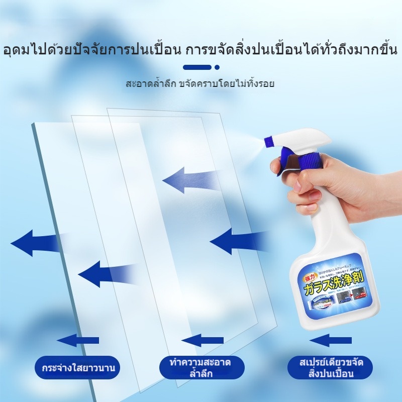 นำเข้าจากญี่ปุ่น-3วินาที-ขจัดคราบ-น้ำยาเช็ดกระจก-500ml-คืนค่าพื้นผิวใหม่ของแก้ว-น้ำยาเช็ดคราบกระจก-น้ำยาขจัดคราบน้ำ