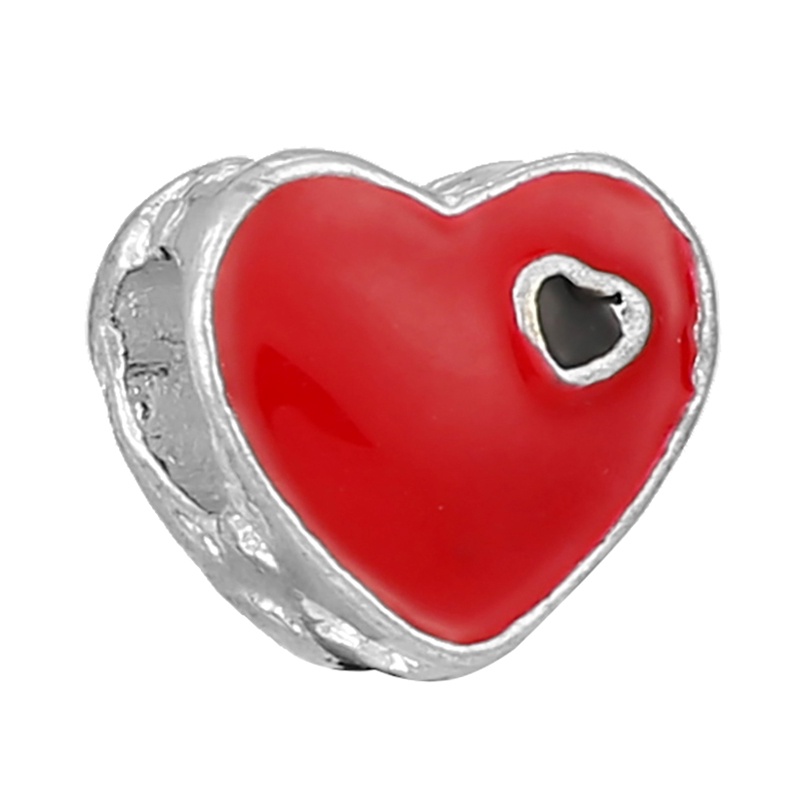 dinglly-ลูกปัดคริสตัลอัลลอย-รูปหัวใจ-สีแดง-สีเงิน-สําหรับทําเครื่องประดับ-diy