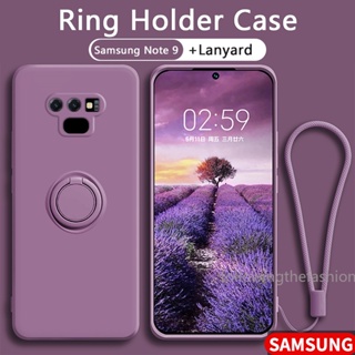 เคสโทรศัพท์มือถือ ซิลิโคนนุ่ม กํามะหยี่ กันกระแทก พร้อมแหวนขาตั้งแม่เหล็ก สีแคนดี้ สําหรับ Samsung Galaxy Note 9 4G 8 Note10 10+ Plus 5G