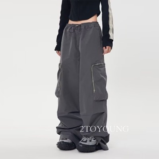 2TOYOUNG  กางเกงขายาว คาร์โก้ กางเกง เชือกอเมริกันคลาสิค Cargo pants 2023 NEW AG081224 Unique Chic fashion สไตล์เกาหลี A90M0A9 36Z230909