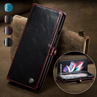 เคสหนัง ผิวด้าน ฝาพับ พร้อมช่องใส่บัตร สําหรับ Samsung Z Fold 5 Galaxy Z Fold 3 4 5