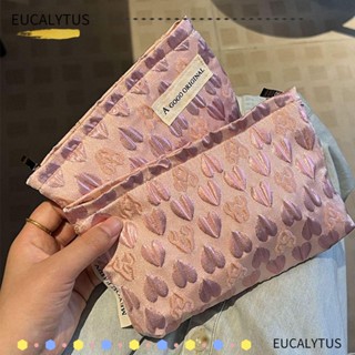 Eutus กระเป๋าเครื่องสําอาง ผ้าโพลีเอสเตอร์ รูปหัวใจ ความจุขนาดใหญ่ แบบพกพา