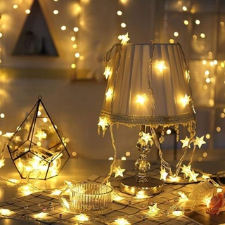 สายไฟหิ่งห้อย LED 20 ดวง รูปดาว ยาว 3 เมตร สําหรับตกแต่งผ้าม่าน ปาร์ตี้วันเกิด คริสต์มาส งานแต่งงาน