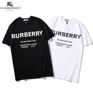 [Official]Burberry casual plus size T-shirt loose letter cotton shirt tops