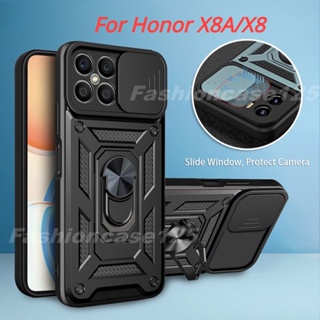 ใหม่ เคสโทรศัพท์มือถือแบบนิ่ม แข็ง กันกระแทก กันรอยกล้อง พร้อมแหวนขาตั้ง สําหรับ Honor X8a X8 X6 HonorX8a HonorX8 5G 4G 2023 2022