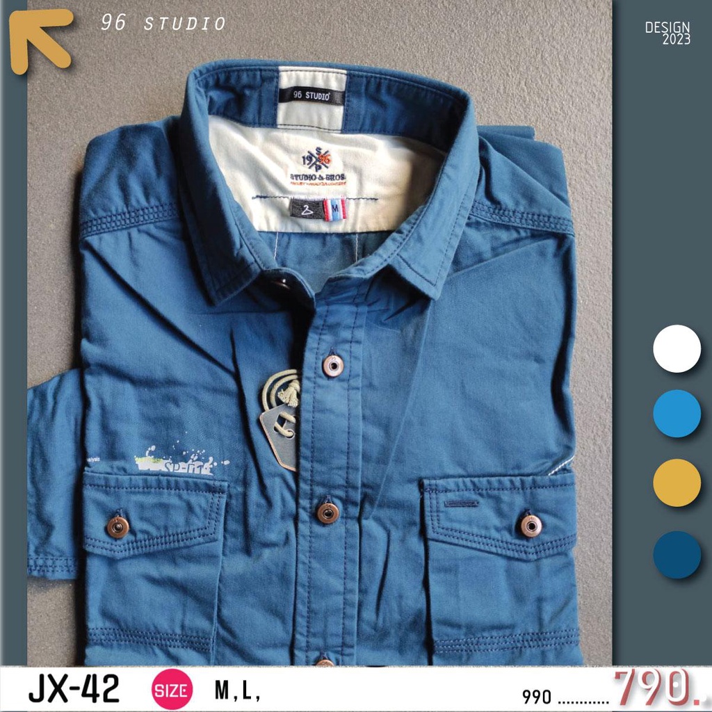 เสื้อเชิ้ตเเขนยาว-jx-42-สีกรม