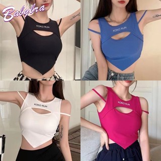  BabyBra_Shop เสื้อครอปท็อป แขนกุด ผ้าถัก ทรงสกินนี่ เซ็กซี่ สําหรับผู้หญิง CBB273