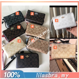 Coach F87590 F87591 F16109 ซิปคู่ กระเป๋าคลัทช์ ผู้หญิง กระเป๋าใส่เหรียญ สายรัดข้อมือ 87590 87591 1610