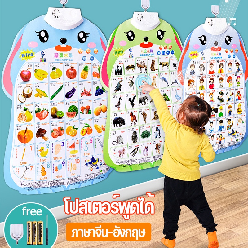 พร้อมส่ง-โปสเตอร์พูดได้-ของเล่นกดปุ่มมีเสียงพูด-เรียนคำศัพ-จีน-อังกฤษ-โปสเตอร์คำศัพท์-ของเล่นเด็ก-โปสเตอร์สำหรับเด็ก