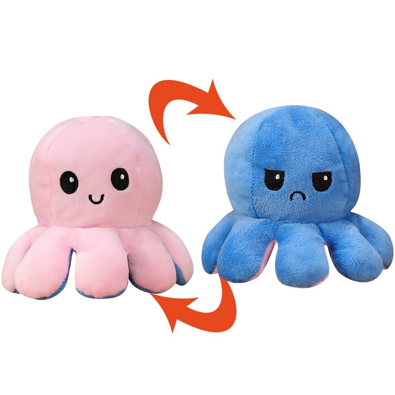 พร้อมส่ง-ตุ๊กตาปลาหมึก-ตุ๊กตาปลาหมึกเปลี่ยนหน้าได้-พลิกกลับด้านปลาหมึก-ตุ๊กตาสัตว์น่ารัก-ตุ๊กตา-ของขวัญเด็ก-ของเล่น
