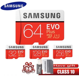 การ์ดหน่วยความจํา SAMSUNG EVO PLUS 32GB 64GB 128GB 256GB 512GB 1TB 16GB 8GB Class10 TF Card micro SD SDXC สําหรับกล้องดิจิทัล เครื่องบันทึกการขับขี่ การ์ดหน่วยความจํา กล้อง wifi
