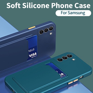 เคสโทรศัพท์มือถือ ซิลิโคนนิ่ม กันกระแทก ป้องกันกล้อง พร้อมช่องใส่บัตรประชาชน สําหรับ Samsung Galaxy S23 S22 Ultra S23 S22 Plus