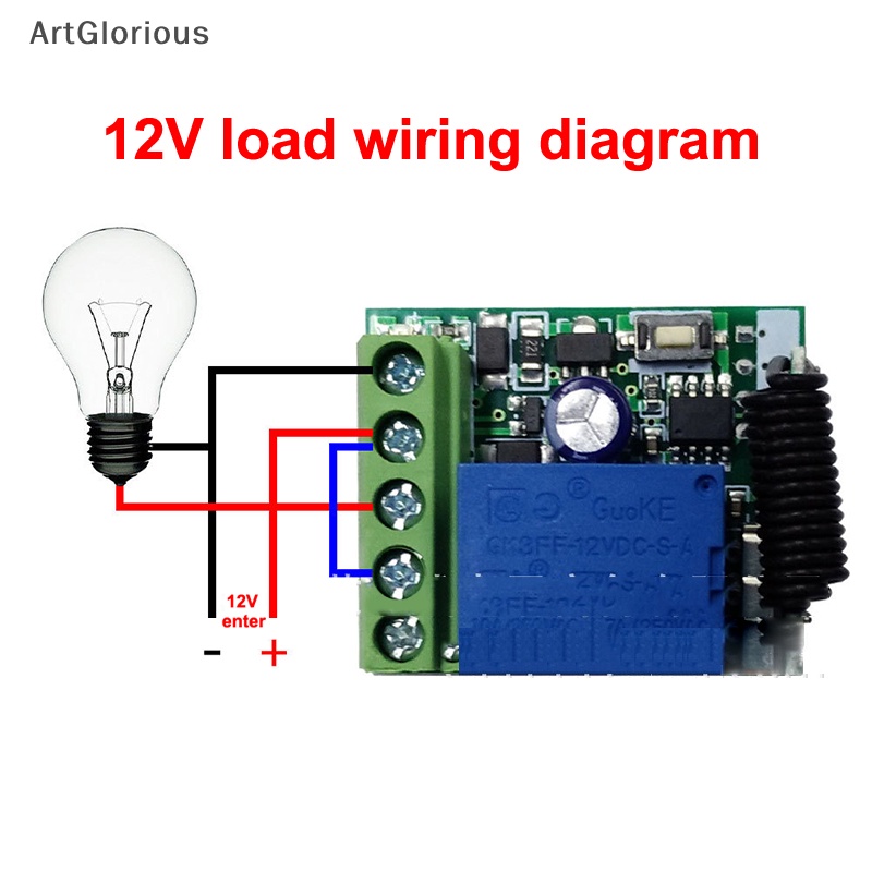 art-รีโมตคอนโทรลไร้สาย-433mhz-ev1527-ตัวรับส่งสัญญาณโค้ด-2-ปุ่ม-dc-12v-10a-rf