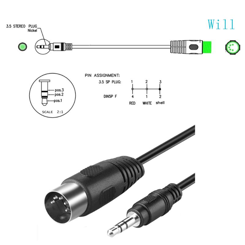 Will สายเคเบิลสเตอริโอ 5-Pin Din-Male 5 Pin Din Midi Plugs to 3 5 มม. 1 ...
