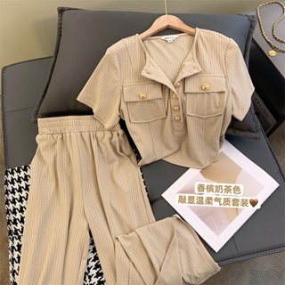 Light Luxury Western Style Chanel Style Suit Womens Summer 2023 New Fashion Design Sense Niche Wide Leg Pants Two-piece Western Style Suit