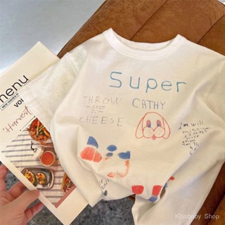 ใหม่ เสื้อยืดแขนสั้น ผ้าฝ้าย 100% พิมพ์ลายการ์ตูนลูกสุนัข ขนาดเล็ก กลาง แฟชั่นสําหรับเด็กผู้ชาย และเด็กผู้หญิง