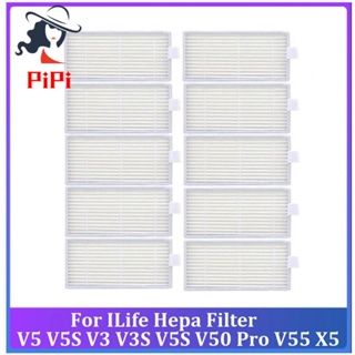 แผ่นกรอง Hepa แบบเปลี่ยน สําหรับหุ่นยนต์ดูดฝุ่น ILife Hepa Filter V5 V5S V3 V3S V5S V50 Pro V55 X5 10 ชิ้น