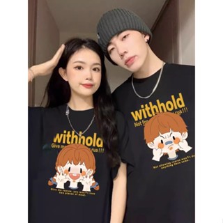 ใหม่ เสื้อยืดแขนสั้น พิมพ์ลายการ์ตูน ทรงหลวม สไตล์เกาหลี แฟชั่นฤดูร้อน 2023