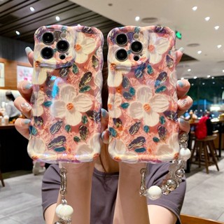 เคสโทรศัพท์มือถือ TPU กันกระแทก ลายดอกคามิเลีย พร้อมสายคล้อง สําหรับ Apple IPhone 15 14 13 12 11 Pro Max