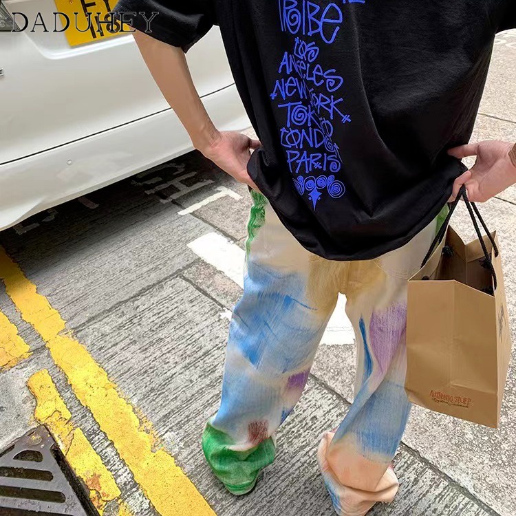 daduhey-baby-boy-and-girl-summer-high-street-color-graffiti-tie-dyed-jeans-tide-loose-street-hip-hop-wide-leg-leisure-pants