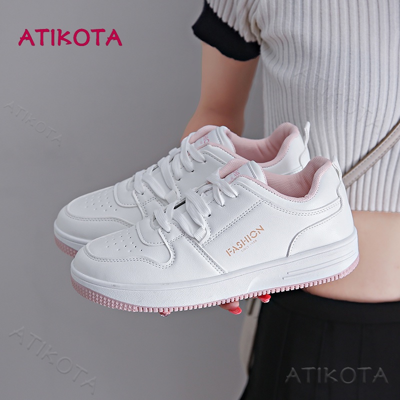 atikota-รองเท้าผ้าใบลําลอง-สีขาว-น้ําหนักเบา-ระบายอากาศ-ปักลายลูกไม้-แฟชั่นสําหรับสตรี