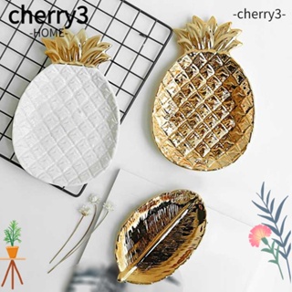 Cherry3 ที่วางช้อน เซรามิค ลายสับปะรด สีขาว ขนาด 7.6 X 5.2 นิ้ว สําหรับตกแต่งห้องครัว