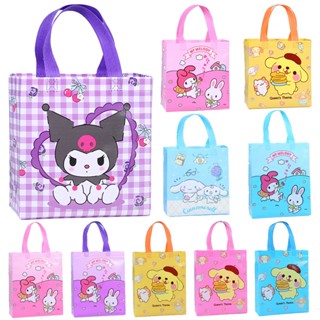 ถุงผ้าไม่ทอ ลายการ์ตูนอนิเมะ Kuromi Sanrio Mymelody Cinnamoroll สไตล์ญี่ปุ่น สําหรับใส่ของขวัญ ช้อปปิ้ง