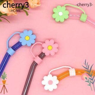 Cherry3 ฝาครอบหลอดซิลิโคน ลายดอกไม้ กันฝุ่น ทนทาน ใช้ซ้ําได้ 0.3 นิ้ว 10 ชิ้น