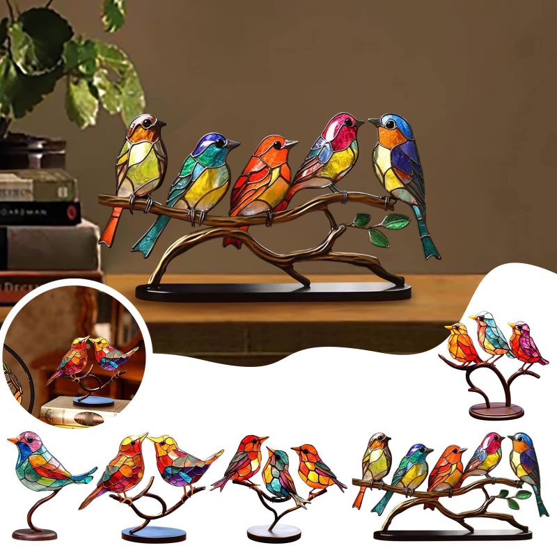stained-birds-on-branch-desktop-ornaments-double-sided-colourful-birds-series-animal-shape-iron-art-craft-flat-surface-birds-statue-gift