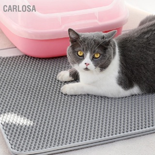 CARLOSA Cat Litter Mat กันน้ำสองชั้นพับได้ป้องกันการรั่วไหลของลูกแมวดักเสื่อสำหรับในร่มสีเทา