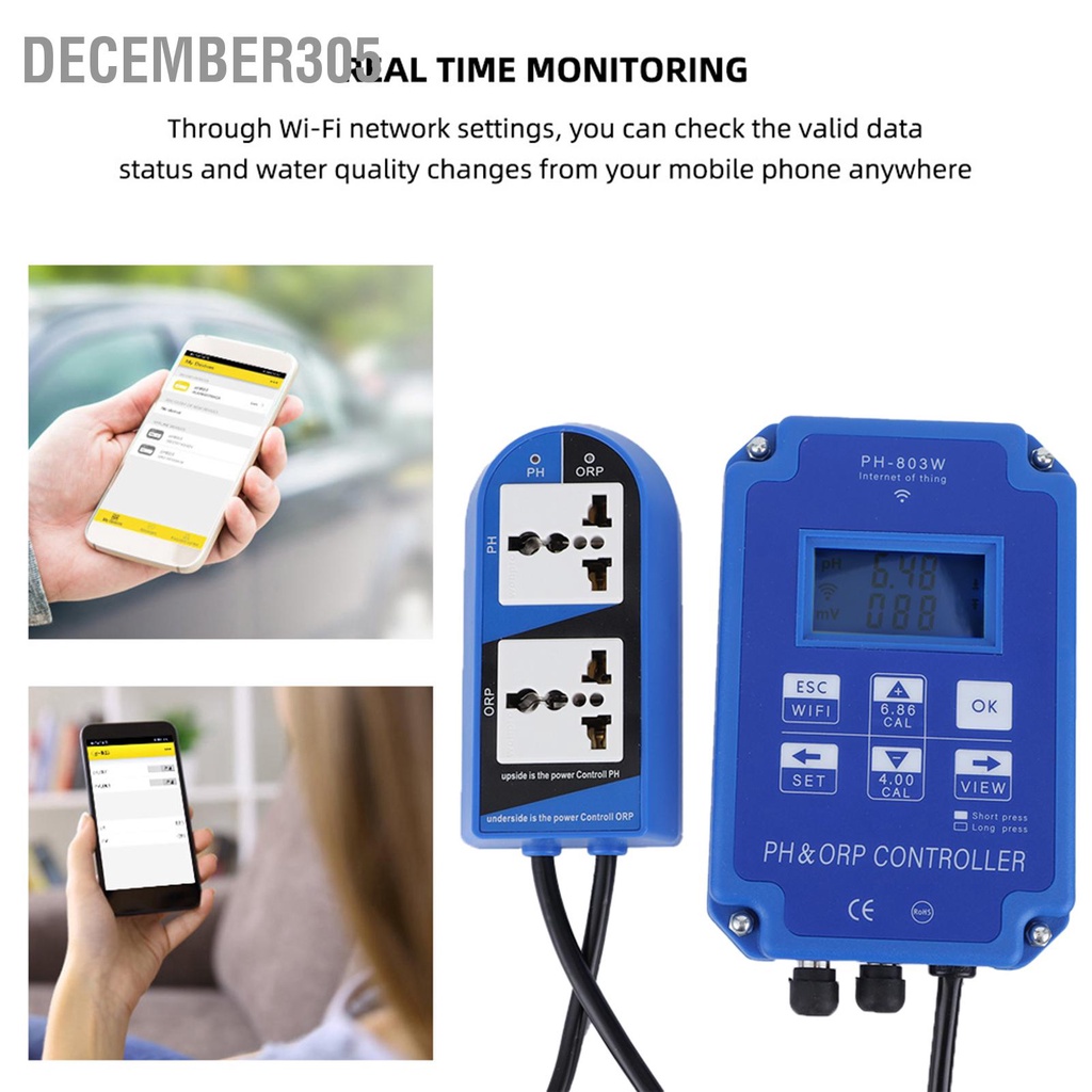 december305-ph-803w-wifi-orp-ph-meter-controller-ออนไลน์คุณภาพน้ำ-หน้าจอ-ปลั๊ก-eu-ac230v-10-50-60hz