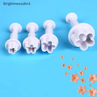 [Brightnessdin1] แม่พิมพ์ตัดบิสกิต คุกกี้ รูปดอกไม้ 3D DIY 4 ชิ้น ต่อชุด