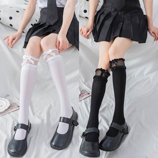 Fireflower Lolita Socks Bow Cute Long Knee Socks