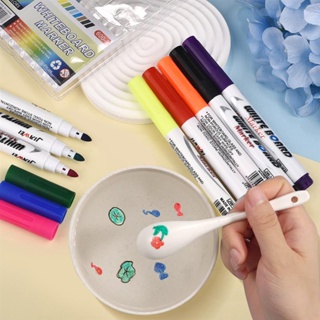 12 สี ปากกาลอยน้ํา เมจิก ที่มีสีสัน ปากกามาร์กเกอร์ ไวท์บอร์ด ปากกามาร์กเกอร์ มายากล วาดภาพน้ํา Doodle ปากกา ของเล่นสําหรับเด็ก