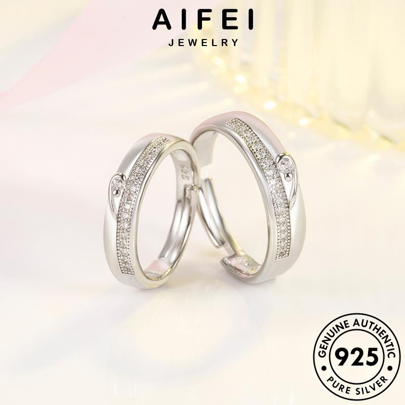 aifei-jewelry-แท้-เงิน-เครื่องประดับ-มอยส์ซาไนท์ไดมอนด์-925-คู่รัก-แหวน-เครื่องประดับ-แฟชั่น-เกาหลี-แฟชั่น-ต้นฉบับ-silver-r308