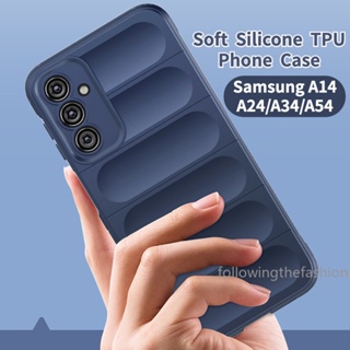 เคสโทรศัพท์ซิลิโคน TPU แบบนิ่ม ทรงสี่เหลี่ยม กันกระแทก สีพื้น สําหรับ Samsung Galaxy A14 4G A24 A34 A54 5G 2023