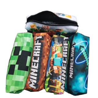 5 Designs Minecraft Canvas Pencil Bag กระเป๋าใส่ดินสอสำหรับนักเรียนกระเป๋าเครื่องสำอางแบบพกพา