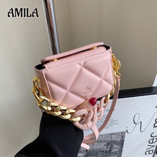 AMILA กระเป๋าสตรีสายอะคริลิกใหม่ซองเล็กสไตล์ต่างประเทศสุภาพสตรีทรงเว้ากระเป๋า Messenger กระเป๋าอุปกรณ์เสริม