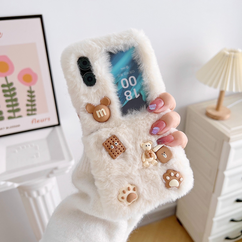 เคสโทรศัพท์มือถือ-แบบฝาพับ-ลายน่ารัก-สําหรับ-oppo-find-n2-flip-furry-find-n2flip