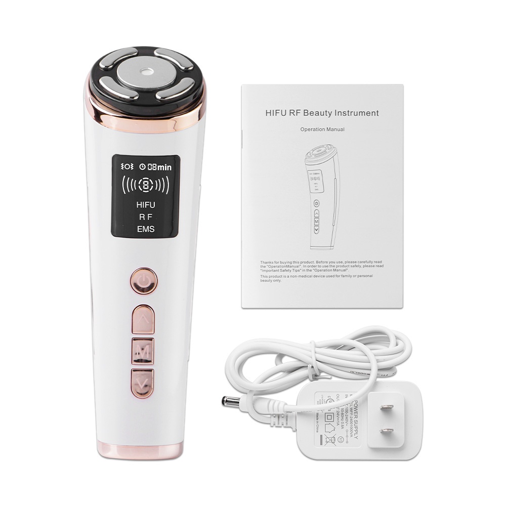3 IN 1 เครื่องนวดหน้าไฟฟ้า Hifu EMS Microcurrent RF ยกกระชับผิว พร้อมไฟ ...